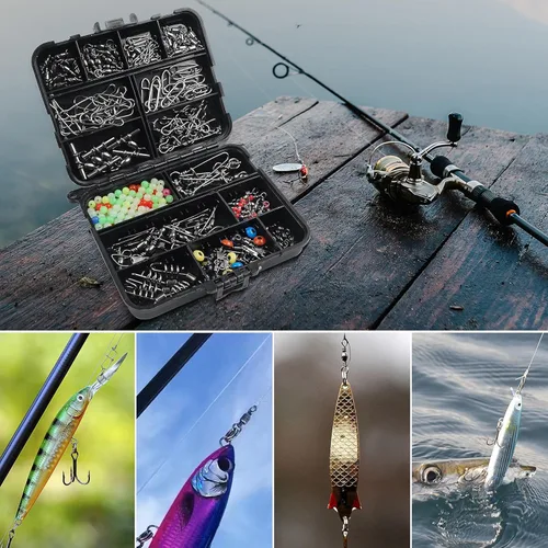 Miniatura 7 de SILANON Fishing Swivels Tackle Kit, 174pcs Include Barrel Swivels,Sinker Slides,3 Way Swivels,Duo Lock Snaps,Barrel Snap Swivels Fishing Tackle Box