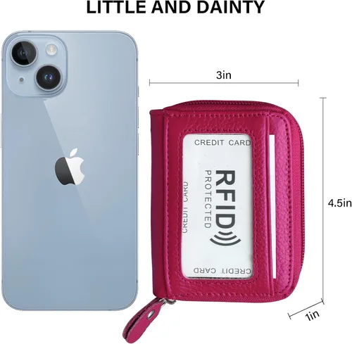 Miniatura 23 de Tarjetero RFID de bolsillo con ventana para ID, piel genuina, S, Negro