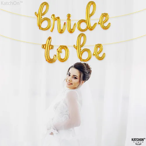 Miniatura 4 de KatchOn, Globos dorados con texto en inglés "Bride To Be", 16 pulgadas, globos de despedida de soltera para decoraciones de despedida de soltera, Oro