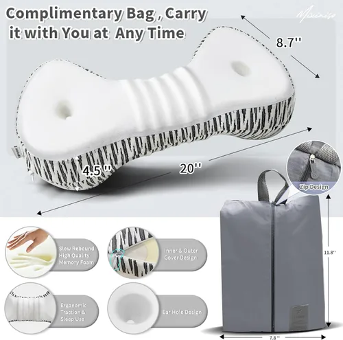 Miniatura 5 de Almohada de apoyo para el cuello, almohada cervical de espuma viscoelástica, dispositivo de tracción cervical, almohada cervical para dormir
