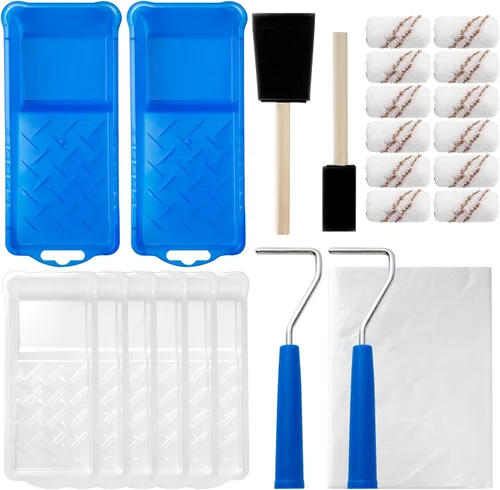 Miniatura 11 de Kit de rodillos de pintura Mister Rui, paquete de 9, cubiertas de rodillo de pintura de microfibra de 2 pulgadas, rodillos de pintura pequeños