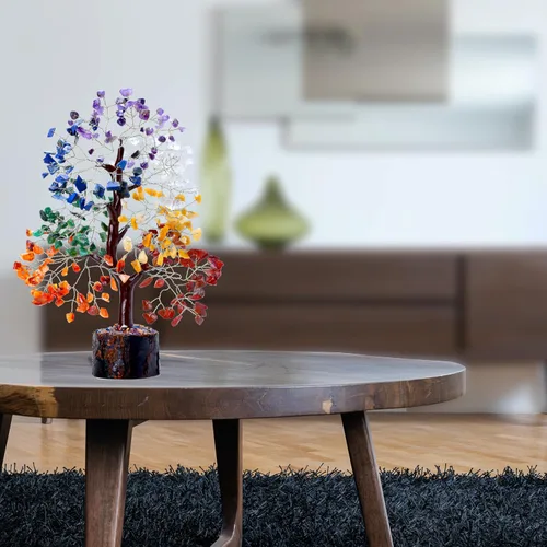 Miniatura 5 de ZENFULSTONE Árbol de la vida de 7 chakras, decoración espiritual para el hogar y la oficina Bonsái de cristal hecho a mano para energía positiva