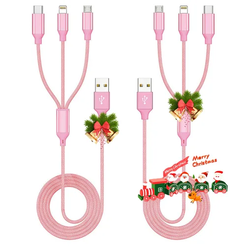Miniatura 20 de Cable de carga múltiple (paquete de 2 cables de 4 pies) 3 en 1 para múltiples dispositivos, cable de carga universal trenzado de nailon para Negro