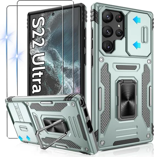 Miniatura 212 de Gritup para Samsung Galaxy S22 Funda con protectores de pantalla HD de 2 paquetes y cubierta deslizante para la cámara, protección contra caídas