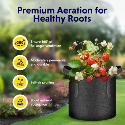 Miniatura 4 de iPower Paquete de 10 bolsas de 3 galones para plantas de tela no tejida gruesa resistente para cultivo de papas, contenedor duradero con aireación