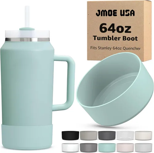 Miniatura 14 de Jmoe USA Bota para vaso Stanley Quencher H2.0 FlowState de 64 onzas con asa, silicona sin BPA, protector de manga para la parte inferior de la taza