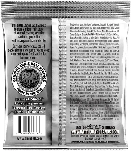 Miniatura 2 de Ernie Ball Cuerdas de guitarra bajo con revestimiento regular Slinky de 5 cuerdas, calibre 45-130 (P03836)