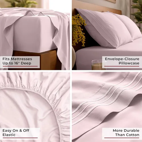 Miniatura 5 de Mellanni Juego de Sábanas Twin - Colección Icónica de 3 Piezas de Ropa de Cama - Lujo de Hotel, Extra Suaves, Sábanas de Cama Refrescantes - 1172