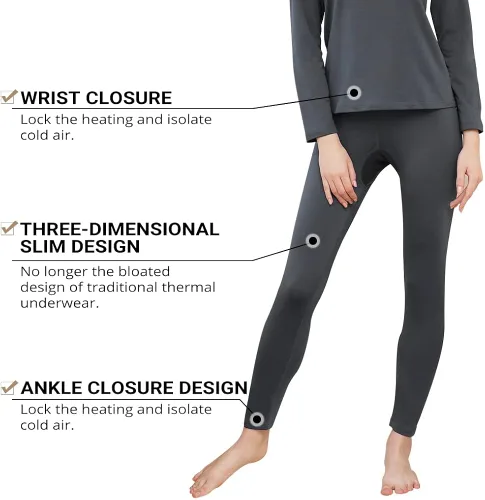 Miniatura 3 de HEROBIKER - Conjunto de ropa interior térmica para mujer, ultra suave, parte superior e inferior, capa de base larga, con forro polar