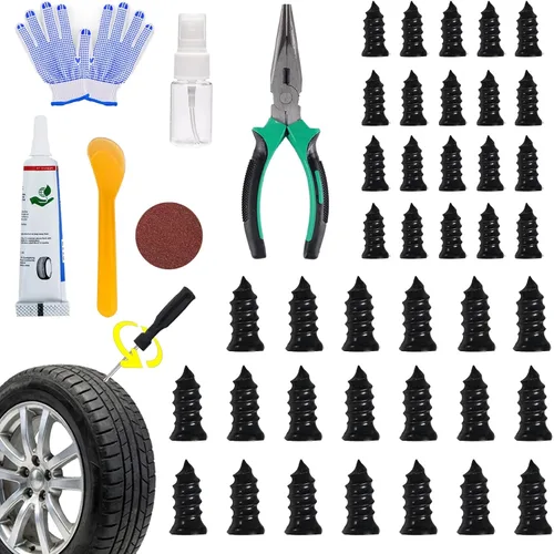 Miniatura 6 de Kit de reparación de pinchazos de neumáticos sin cámara con tapón de seta, repara pinchazos y neumáticos planos para motocicletas, automóviles