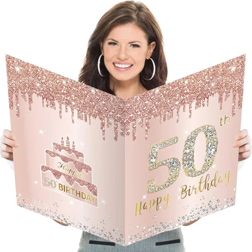 Miniatura 8 de Tarjeta grande de cumpleaños de 15 años con sobre, tarjeta de feliz cumpleaños 15 jumbo para niña, tarjetas de felicitación extra grandes para libro