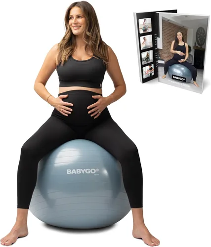 Miniatura 22 de BABYGO Pelota de Parto – Juego de pelota y libro de yoga para embarazo, trabajo de parto y ejercicio con enfoque en trimestres, fisioterapia