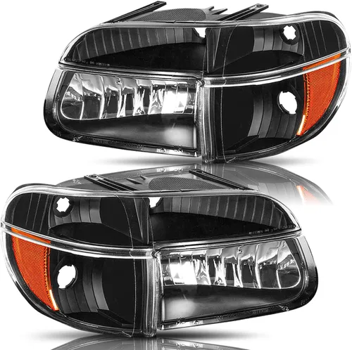Miniatura 8 de Conjunto de faros BRYGHT Compatible con [Todos los modelos] 08-14 Ford E150 E250 08-21 E350 E450 Super Duty Faros de repuesto con carcasa cromada