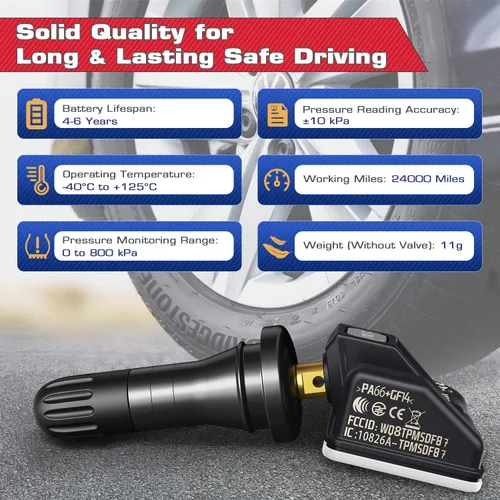 Miniatura 6 de Autel TPMS - Juego de 4 sensores MX-Sensor 315+433Mhz 2 en 1, sensor universal de presión de neumáticos, calidad OE 100% clonable por TPMS Tool