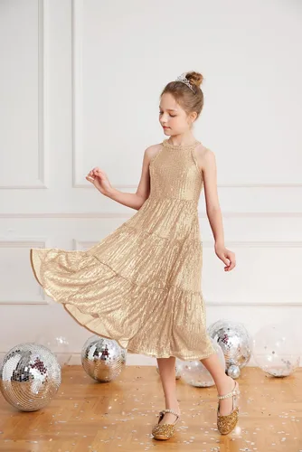Miniatura 2 de GRACE KARIN Vestido de lentejuelas para niñas 2024, elegante, lindo, vestido largo de fiesta para niñas de 5 a 14 años