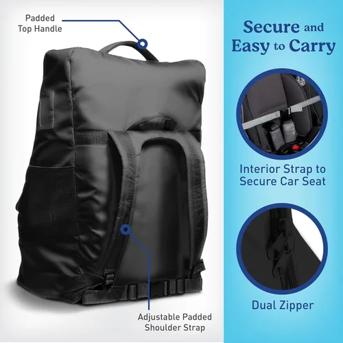 Miniatura 3 de Bolsa de viaje acolchada para asiento de coche y mochila portabebés de Graco, mochila grande y duradera para asientos de coche y asientos elevados