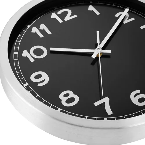 Miniatura 2 de Plumeet Reloj de pared pequeño, 10 pulgadas, funciona con pilas, con marco de aluminio plateado, reloj de pared de metal silencioso que no hace
