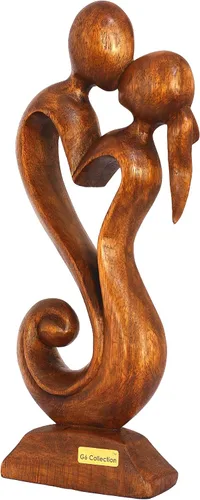 Miniatura 3 de G6 Collection Estatua de escultura abstracta de madera de 12 pulgadas hecha a mano – Amor eterno – Arte de regalo decorativo para decoración