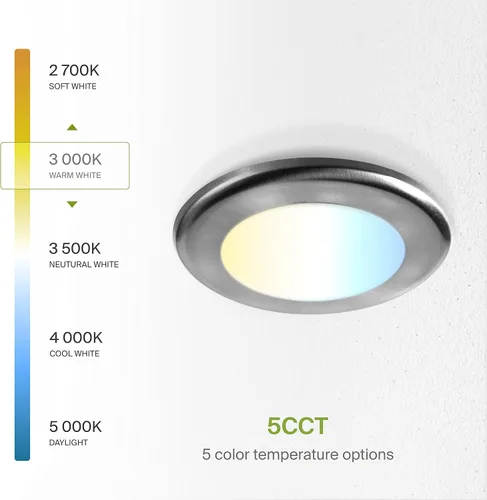 Miniatura 6 de ASD Paquete de 6 luces LED de disco de 4 pulgadas, 10 W 5CCT 2700K-5000K 685LM CRI90+, lámpara de techo regulable, disco de montaje en superficie