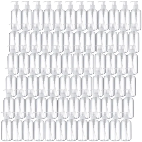48 piezas dispensador de bomba de loción recargable dispensador de jabón de manos champú acondicionador plástico vacío 8oz/250ml transparente
