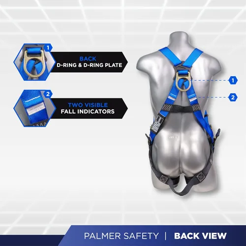 Miniatura 3 de Palmer Safety V5504 Kit de techado, arnés de construcción, conjunto de línea de vida vertical y bolsa de lona Azul