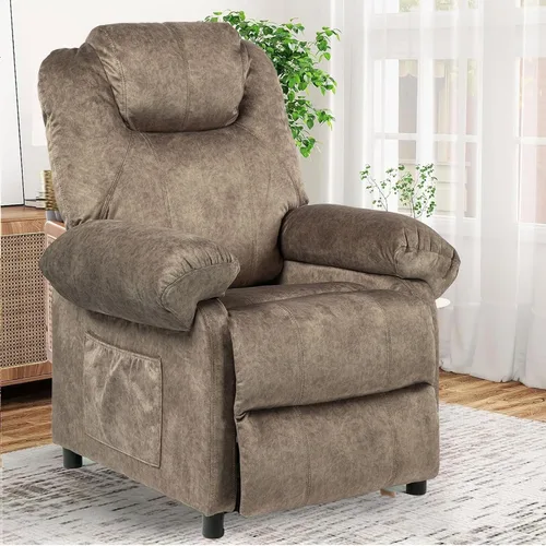 Miniatura 7 de Silla reclinable de masaje con calor, sillas reclinables de tela con relleno con calefacción, sillón reclinable pequeño para sala de estar