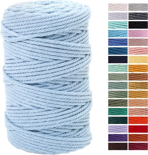 Miniatura 11 de Cuerda de Macramé Gris Claro 3mm x 109 Yardas, Cuerda de Algodón de Colores Cuerda para Manualidades Cuerda de Algodón Colorida para Colgar