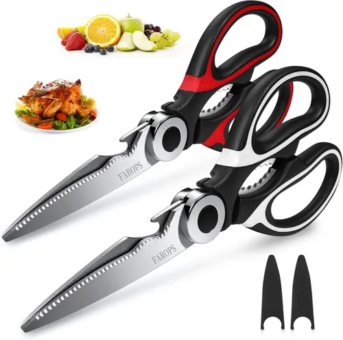 Tijeras de cocina para uso general, 2 unidades, tijeras de cocina resistentes para carne, tijeras de cocina aptas para lavavajillas, tijeras