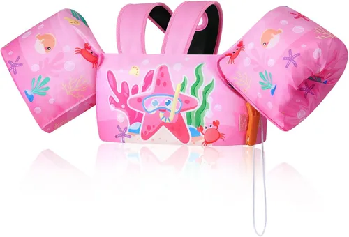 Miniatura 25 de Moko Banda de natación para niños de 20-30-50 libras, bonito chaleco de natación de dibujos animados para niños pequeños, flotadores de piscina