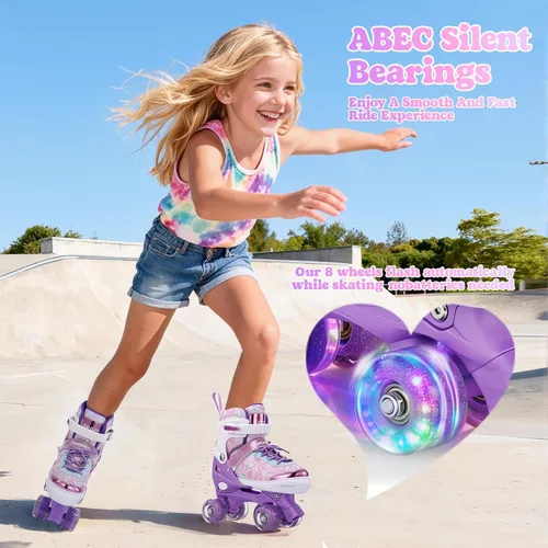 Miniatura 5 de TOMSHOO Patines de ruedas para niños y niñas de 3 a 5, 5 a 8, 6 a 12, 4 tamaños, patines ajustables con ruedas iluminadas, para regalo de cumpleaños
