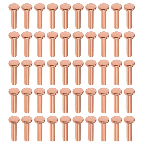 Miniatura 8 de uxcell 100 remaches sólidos de cobre, remaches metálicos de cabeza plana de 1/8 x 5/32 pulgadas para aplicaciones eléctricas, suministros de trabajo