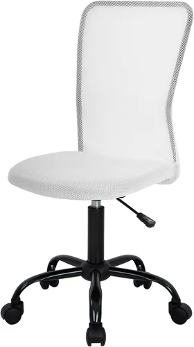Miniatura 16 de FDW Silla para oficina en casa, de malla, con respaldo medio, silla sin brazos para computadora, ergonómica, giratoria, ajustable, moderna, con Gris