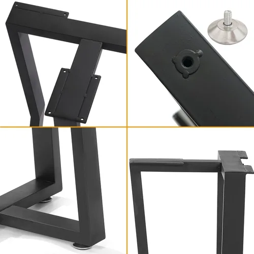 Miniatura 7 de Juego de 2 patas de escritorio de metal, patas de mesa en forma de T resistentes de 28 pulgadas de alto x 16 pulgadas de ancho, patas de metal