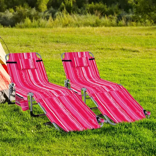 Miniatura 10 de Tangkula Sillón de playa, silla de bronceado plegable al aire libre con agujero para la cara/brazo, 2 asas de transporte, almohada, respaldo Azul