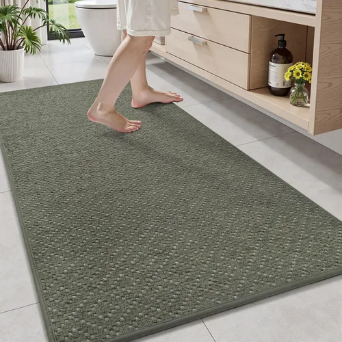 Miniatura 17 de AMOAMI Tapete de baño fino, súper absorbente, antideslizante, parte trasera de goma, tapetes de baño para baño, secado rápido, superficie