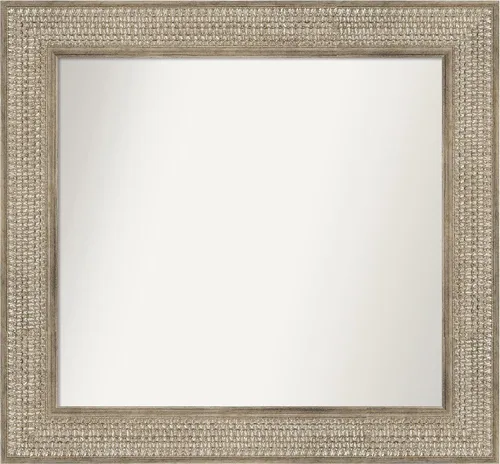 Miniatura 160 de Amanti Art Espejo de baño plateado para sobre fregadero, 26 x 26 pulgadas, espejo cuadrado de níquel pulido, marco de madera tradicional mediano, se
