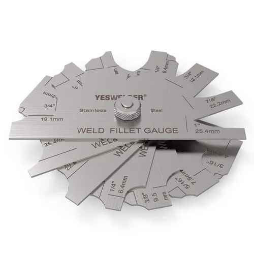 Miniatura 5 de YESWELDER MG-11 Metal Weld Fillet Gages Set (7PCS) 1/8 ''-1 '' Prueba de inspección de soldadura Ulnar MM y pulgadas