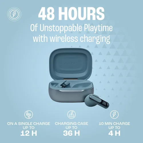 Miniatura 3 de JBL Live Beam 3 - Auriculares inalámbricos con cancelación de ruido, reproducción total de 48 horas, carga inalámbrica, 6 micrófonos para llamadas