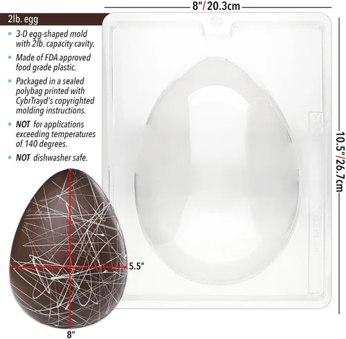 Miniatura 3 de Cybrtrayd Molde de huevo para chocolate/caramelo de 2 libras con instrucciones exclusivas para moldear chocolate con derechos de autor de Cybrtrayd