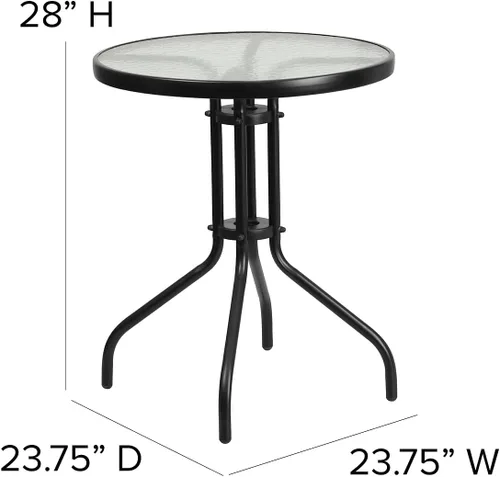 Miniatura 5 de Flash Furniture Brazos - Juego de comedor para patio al aire libre de 3 piezas, 2 sillas apilables flexibles color gris, mesa redonda de vidrio