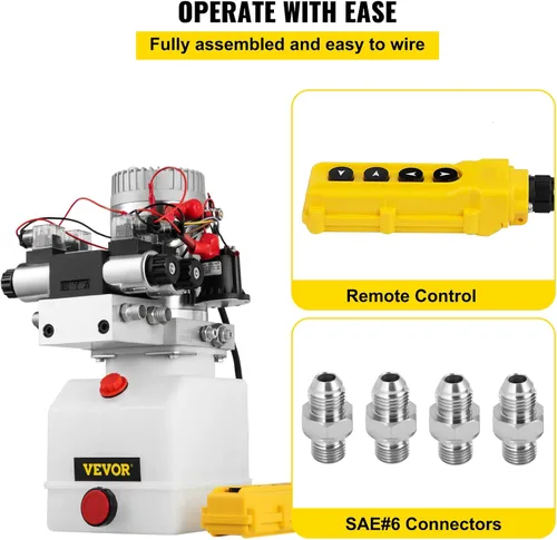 Miniatura 4 de VEVOR Bomba Hidráulica de Doble Efecto, Unidad de Potencia Hidráulica de 4 Vías, Paquete de Potencia Hidráulica de Doble Solenoide, Bomba