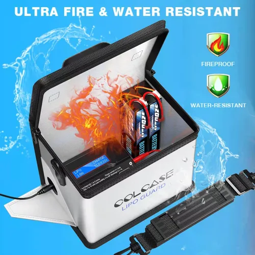 Miniatura 2 de Bolsa de seguridad ignífuga antiexplosión Colcase para batería Lipo, almacenamiento y carga, gran espacio, altamente resistente, bolsa doble cierre