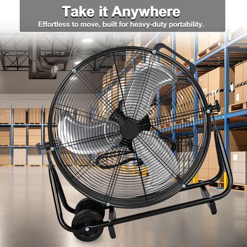Miniatura 5 de BILT HARD Ventilador de tambor industrial de alta velocidad 8100 CFM de 24 pulgadas, ventilador de taller de metal de inclinación resistente de 3
