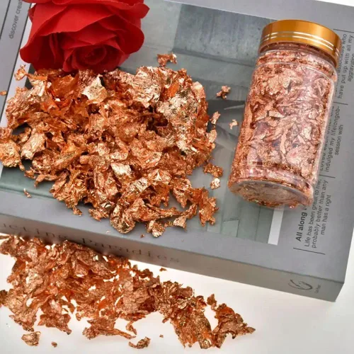 Miniatura 5 de Escamas de hoja de rosa de 0.35 oz, para uñas, escamas, papel dorado, hojas doradas para manualidades, hojuelas de lámina dorada, hoja dorada