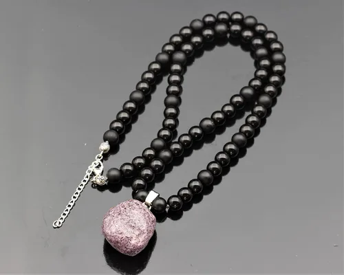 Miniatura 20 de Colgante de turmalina cruda natural, Collar de cuentas de ónix negro genuino, Collar de piedra negra, Collar de piedras preciosas, Cuentas de 0.315