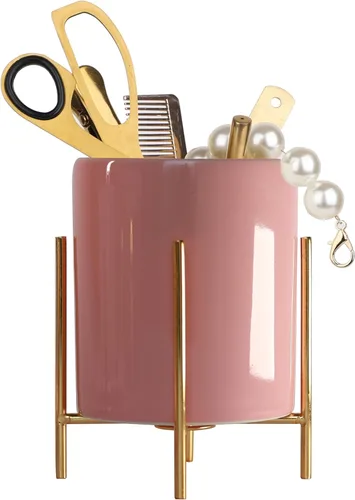 Miniatura 9 de Planet Pencil Cup Sturdy Metal Frame with White Ceramic Pen Holder For Desks and kitchen Appliance Holders