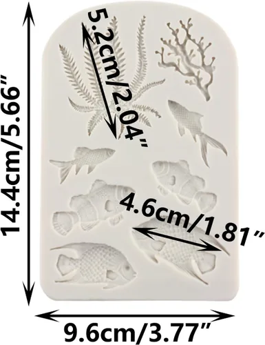 Miniatura 2 de Molde de silicona para fondant, diseño de algas marinas, pescado de mar, coral, para decoración de tartas, decoración de cupcakes, caramelo y goma
