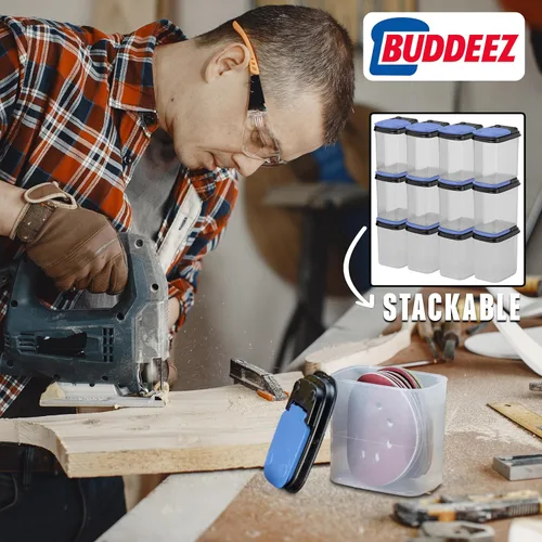 Miniatura 4 de Buddeez Contenedores de almacenamiento multiusos, cubos pequeños de almacenamiento de brocas y pernos, organizadores de hardware, recipientes Azul