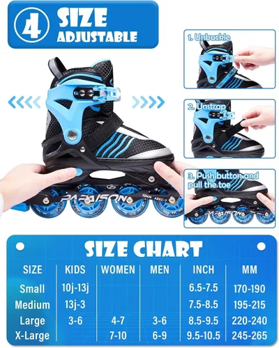 Miniatura 3 de PAPAISON Patines en línea ajustables para niños, patines para niños de 4 a 16 años, patines en línea para niñas de 5 a 8 años y de 8 a 12 años