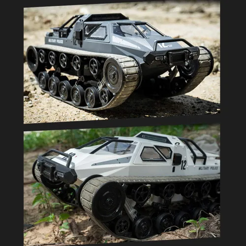 Miniatura 2 de GoolRC Auto tanque a control remoto, escala 1/12, tanque de control remoto de 2.4 GHz, vehículo militar giratorio todoterreno con batería Verde